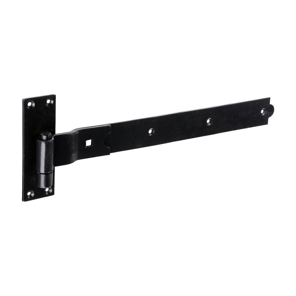 1x Pair of Cranked Band & Hook On Plates – Black Gate Hinges | (Pack of 1) - Heavy Duty Epoxy Black Hook & Band Hinge Set for Wooden Gates, Shed Doors & Barn Doors