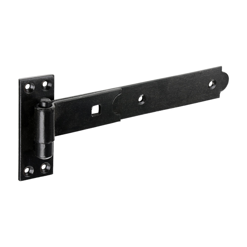 1x Pair of Straight Band & Hook On Plates – Black (Pack of 1) | Heavy Duty Epoxy Black Gate Hinges & Fittings for Garden Gates, Shed Doors & Barn Doors