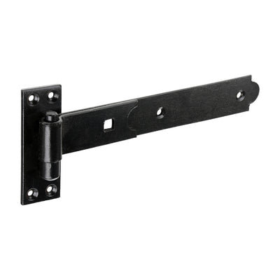 1x Pair of Straight Band & Hook On Plates – Black (Pack of 1) | Heavy Duty Epoxy Black Gate Hinges & Fittings for Garden Gates, Shed Doors & Barn Doors