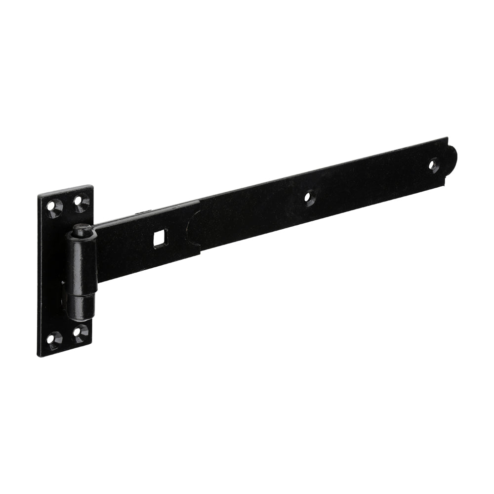 1x Pair of Straight Band & Hook On Plates – Black (Pack of 1) | Heavy Duty Epoxy Black Gate Hinges & Fittings for Garden Gates, Shed Doors & Barn Doors