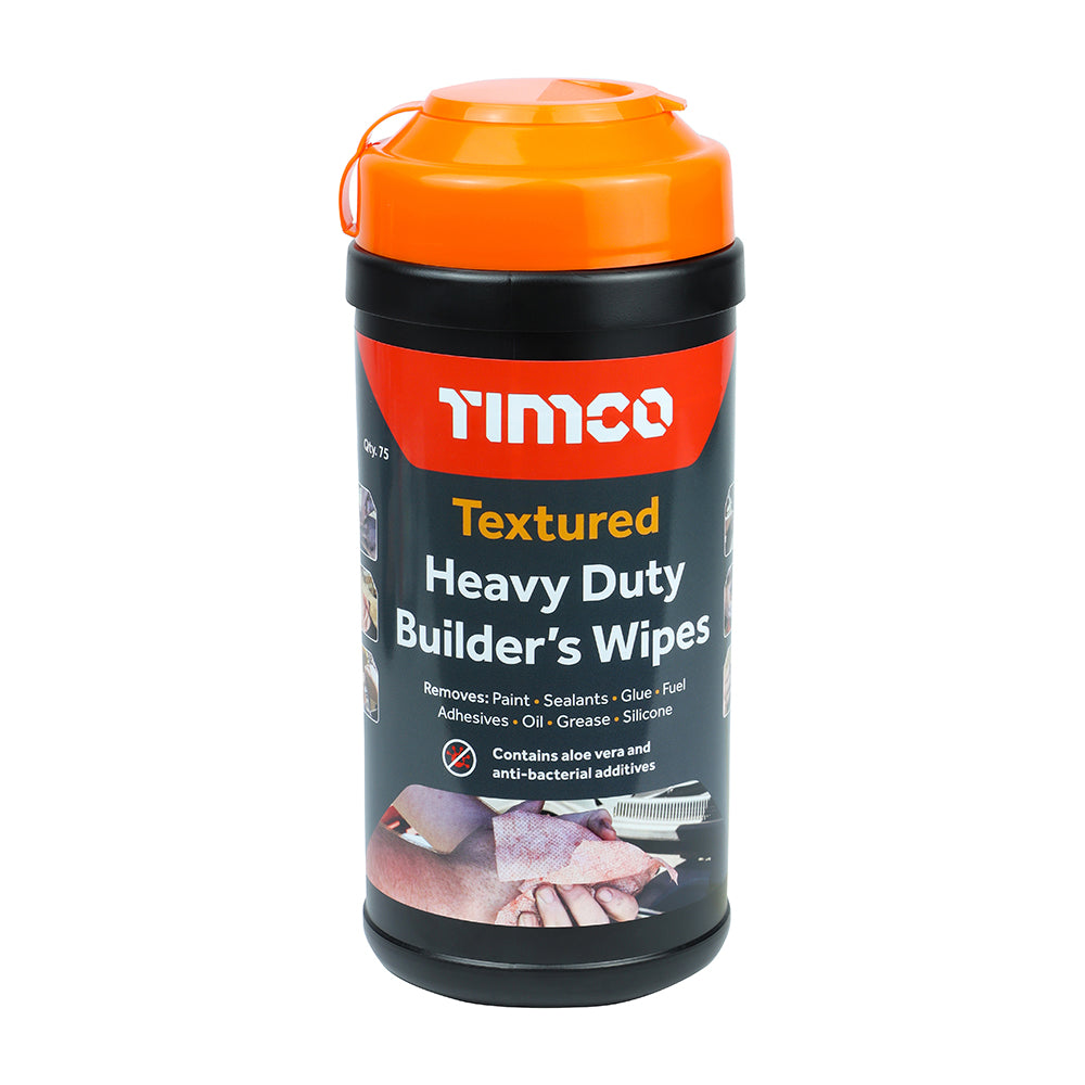 Tub of 75 - TIMCO Textured Heavy Duty Builders Wipes | Aloe Vera Infused, Industrial Strength (HDSCRUB)