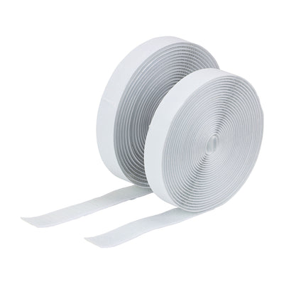 5m x 20mm Hook and Loop Tape - White | Self-Adhesive Stick On Fastener Roll | Heavy Duty Reusable Hanging Tape for Signage, Banners and Displays