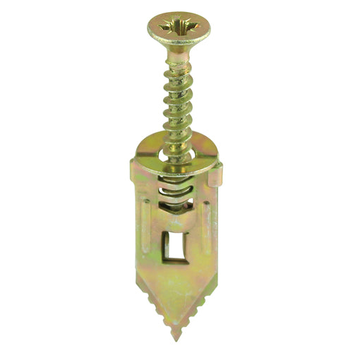 4.0 x 30mm Hammer-In Fixings PZ Yellow – Steel Plasterboard Fixing with Screws – Zinc Plated & Passivated