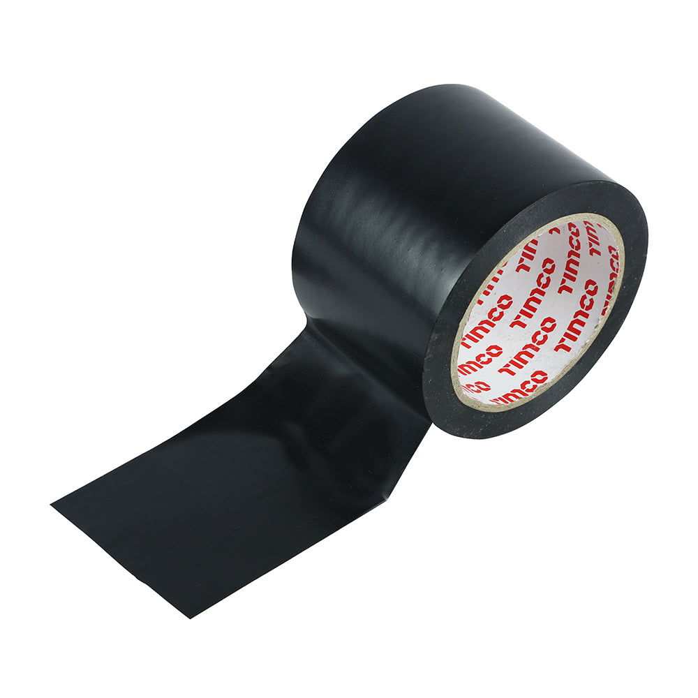 (1x) 33m x 75mm Roll High Strength PVC Builder's Tape Residue-Free, Flame Retardant, Glossy Black Finish -Pack of 1 (HSBT)