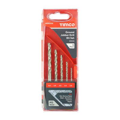 2.0–6.0mm Ground Jobber Drill Bit Set – M2 Grade HSS Steel with 135° Split Point for Precision Metal & Wood Drilling (CASE OF 5)