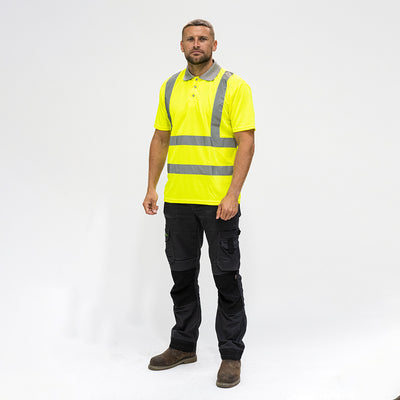 Hi-Visibility Polo Shirt – Short Sleeve – Yellow | Reflective Safety Workwear | Breathable High Vis Polo for Site & Warehouse Use