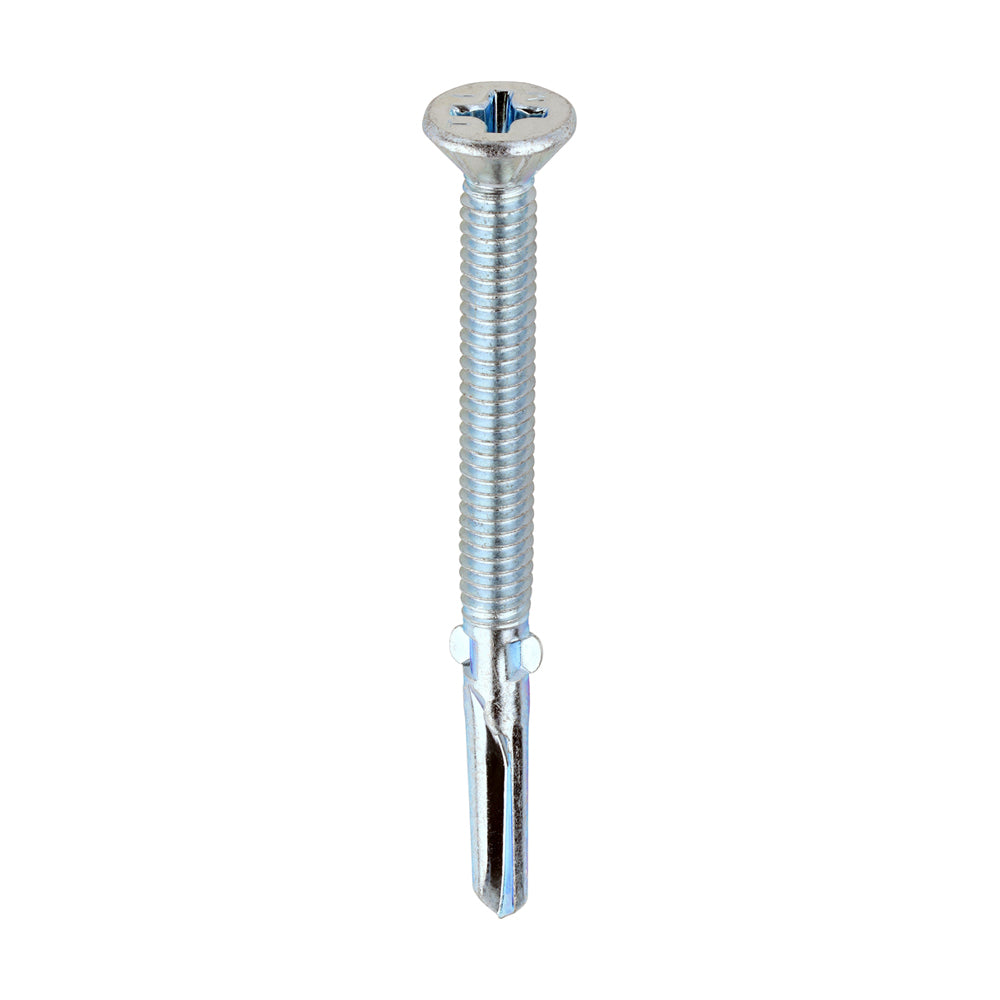 Metal Construction Timber to Heavy Section Screws - Countersunk Wing-Tip Self-Drilling Zinc