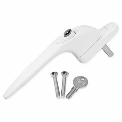 White Yale uPVC Universal Window Handle Inline Locking Espag Double Glazing (Multiple Sizes)