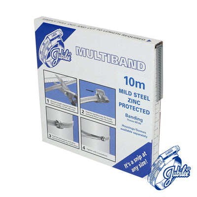 11mm x 10m Multiband Mild Steel Banding - Zinc Plated MB1701 | Jubilee Universal Cut-to-Length Screw Band System | HVAC & Sign Fixing Strap