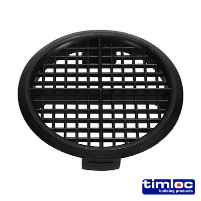 70mm Timloc Push-In Soffit Vent – Black Plastic Circular Roof Eaves Ventilation Disc (BAG OF 10)