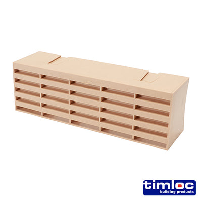 215 x 69 x 60mm Timloc Plastic Airbrick — Buff Ventilation Brick for Underfloor & Cavity Systems (BOX OF 20)