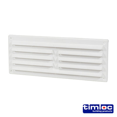 (BAG OF 1) Timloc Internal Louvre Grille Vent – White Plastic Wall Air Vent Cover
