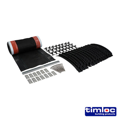 6m Timloc Roll Out Dry Fix Ridge Kit – Black Roof Ridge Ventilation & Fixing System for Slate, Concrete & Clay Tiles (BOX OF 1)