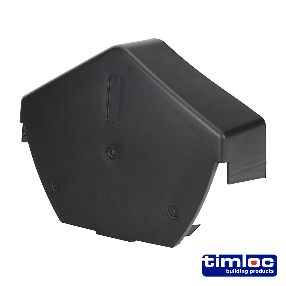 260 x 145mm Universal Angled Ridge End Cap – Black Plastic Roof Tile Finishing Cap for Angled Ridge & Hip Ends (BAG OF 1)