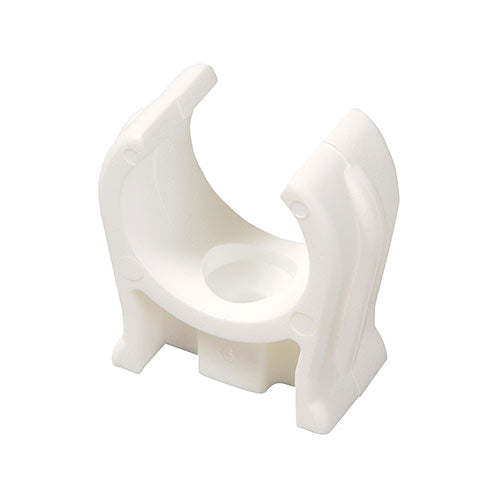 Pipe Clips – Open – Single | White Plastic Snap-Fit Pipe Support Clip