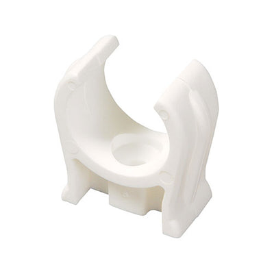 Pipe Clips – Open – Single | White Plastic Snap-Fit Pipe Support Clip