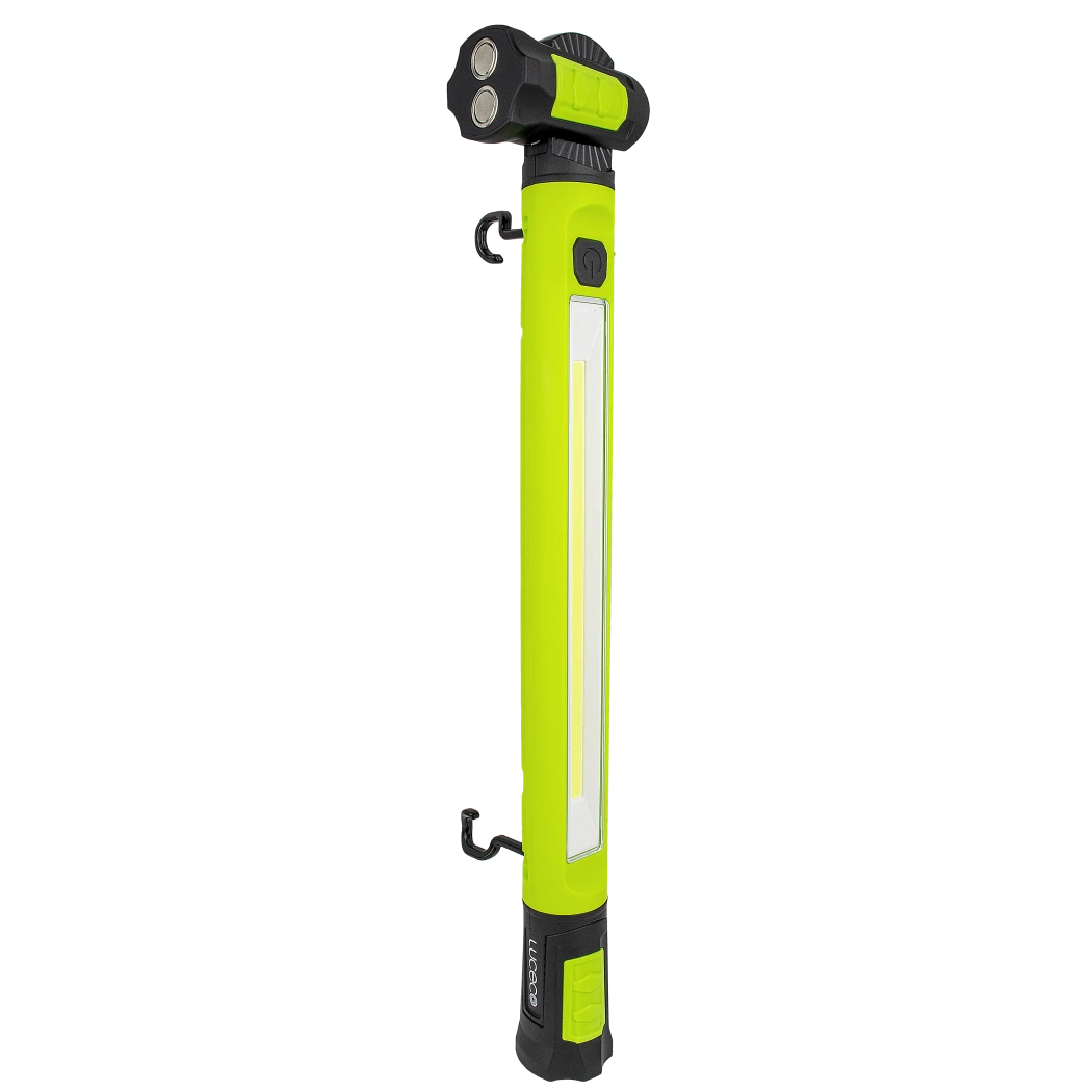 Green work light with a white background