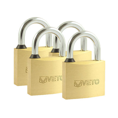 40mm Brass Padlocks Key Alike – Medium Security Lock Set for Sheds, Gates & Cabinets – 4 Pack