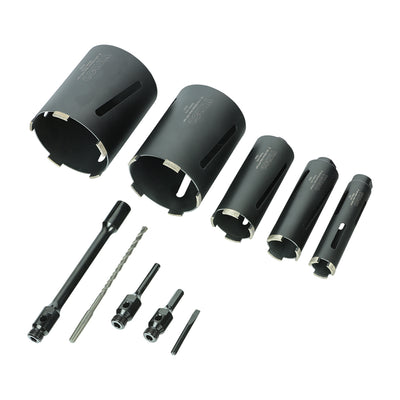 Dry Diamond Core Drill Kit 5pcs – Long Life Low Vibration Drill Set for Soft Bricks, Concrete & Stone – Pack of 5