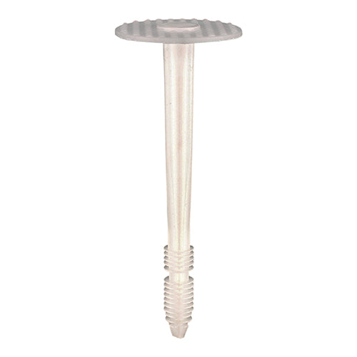 Plastic Insulation Fixings - White Wall Plugs for Insulation Boards, Thermal Insulation Fixings for Concrete, Brick & Block