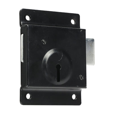 3" (76mm) Press Lock with 2 Extra Long 115mm Keys - Epoxy Black | Secure Steel Shed and Gate Lock for Thick Doors | TIMCO Security Hardware