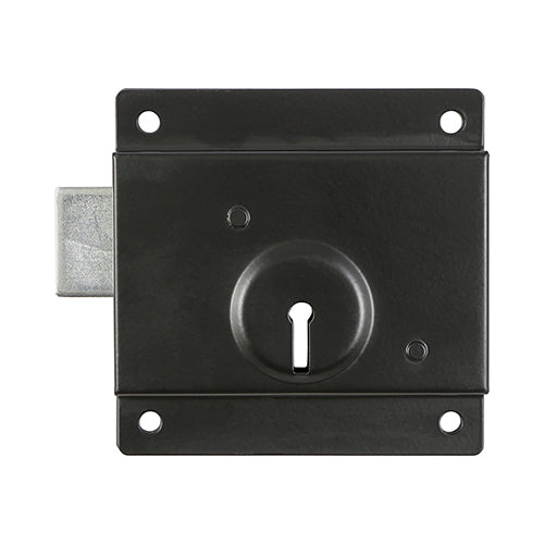 Press Lock Black – Surface Mounted Shed & Greenhouse Door Lock with Key Included