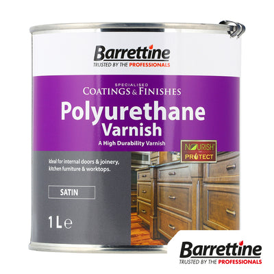1L Polyurethane Varnish Satin | Durable Clear Wood Finish | Internal Doors & Joinery Protector