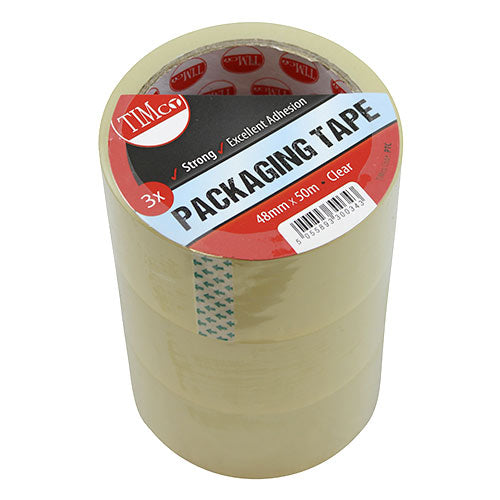 50m x 48mm Packaging Tape - Clear Gloss Packing Tape - Strong Adhesive Box Sealing Tape for Parcels, Moving, Storage - TIMCO 3 Rolls Pack (PTC)