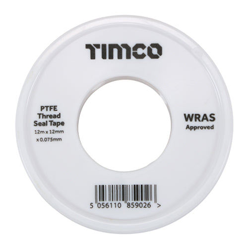 12m x 12mm PTFE Thread Seal Tape – Plumbing Joint Sealing Tape for Water, Gas & Air Fittings