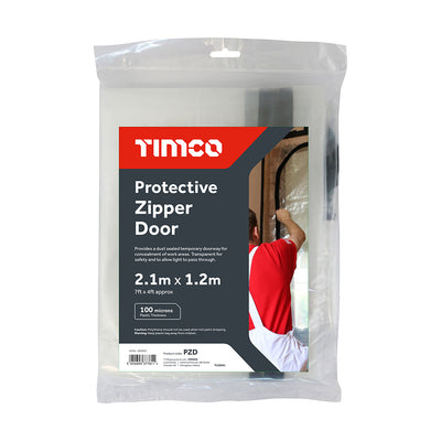 TIMCO 2.1m x 1.2m Protective Zipper Door – Clear Polythene Dust Barrier