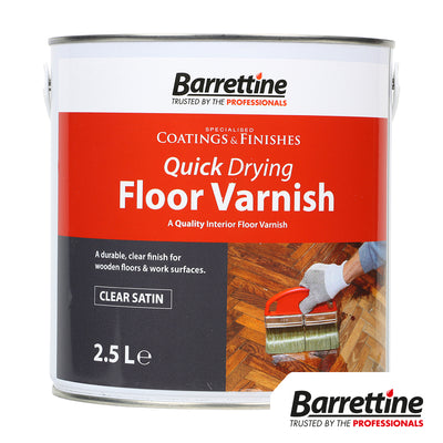 2.5L Quick Drying Floor Varnish | Clear Satin Finish | Durable Wood Floor and Work Surface Protector