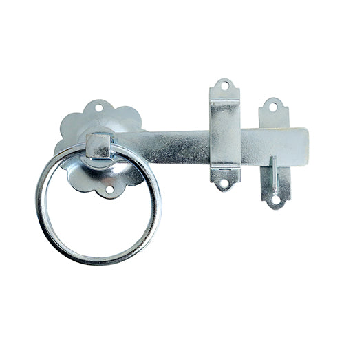 6" Ring Gate Latch Plain Zinc  | Zinc-Plated Carbon Steel | Easy Open Handle for Garden & Shed Gates