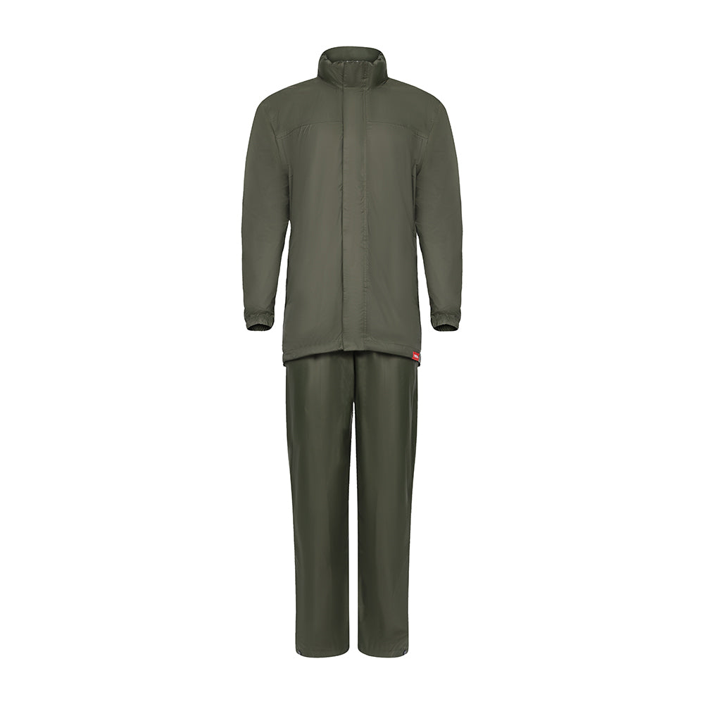 Green Rain Jacket & Trousers Waterproof Workwear Set for Outdoor & Trade Use