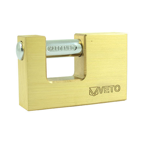 75mm Rectangular Brass Padlock – Heavy Duty Security Lock with Shrouded Hardened Shackle & 5 Pin Cylinder - Pack of 1 (RP75)
