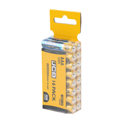 AAA 16 Pack JCB Ultra Alkaline Batteries | Long Lasting Non-Rechargeable 1.5V Trade Pack