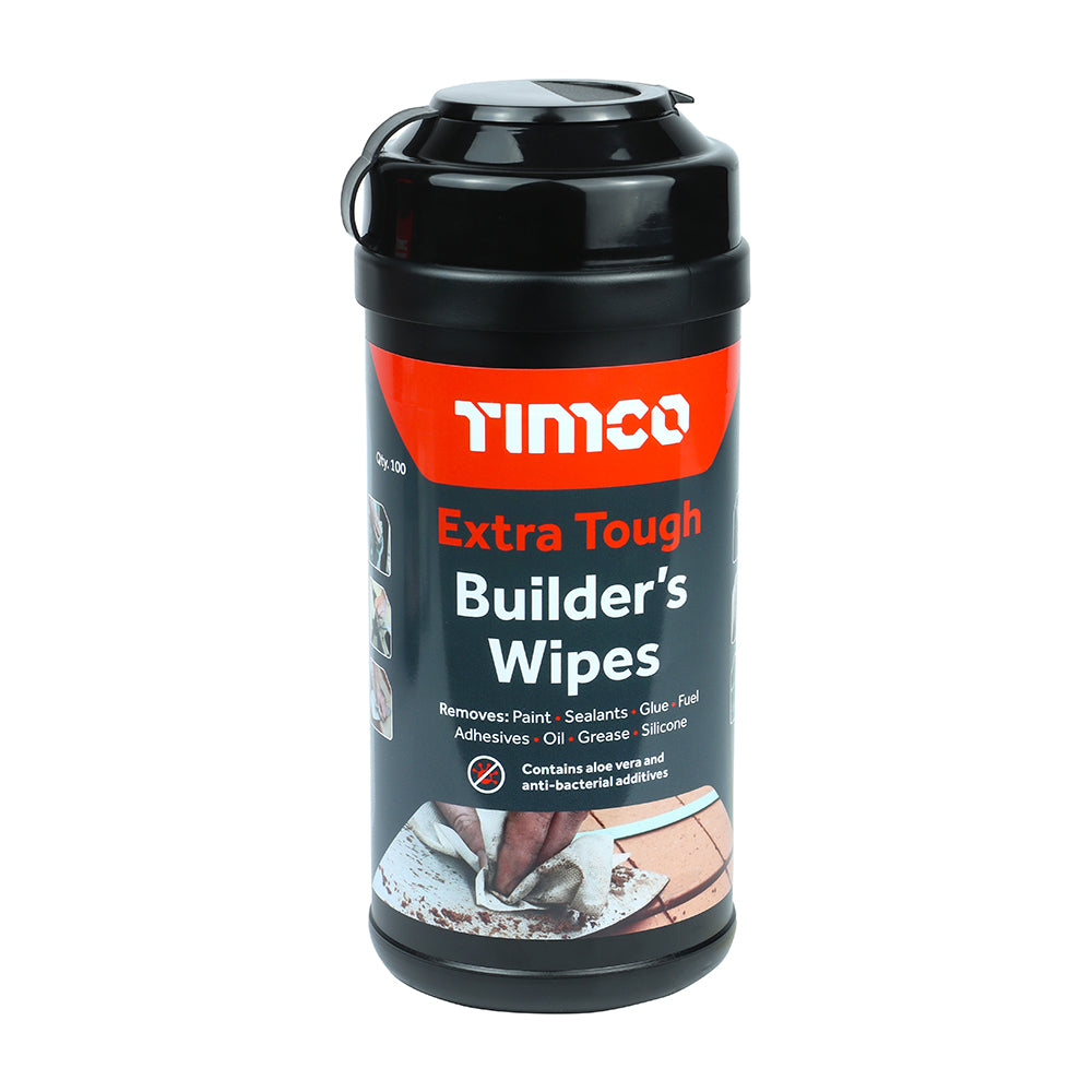 Tub of 100 - Extra Tough Builders Wipes - Wipes, Aloe Vera, Heavy Duty Jobsite Cleaning (SCRUB)