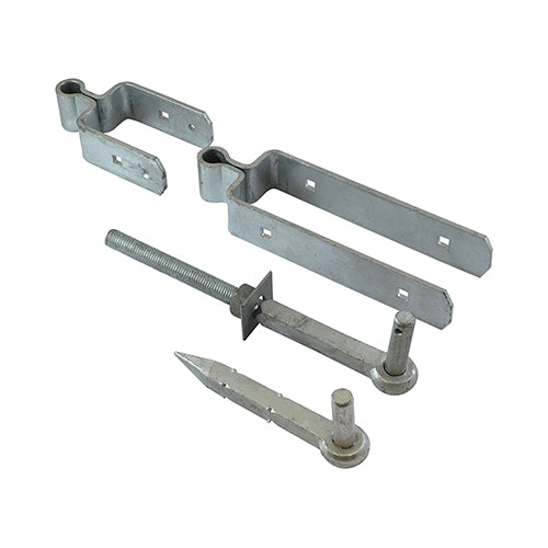 Pack of 1 - Double Strap Hinge Set – Galvanized | TIMCO Field gate Hardware