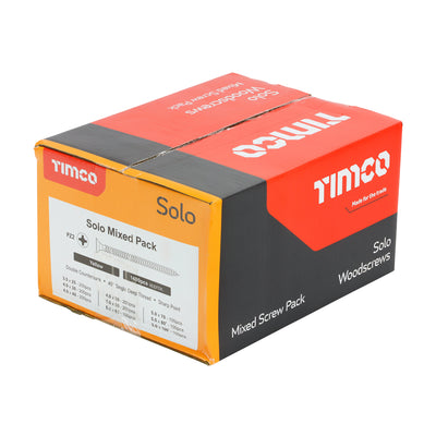1400pcs - Solo Chipboard & Woodscrews – Mixed Pack – PZ – Double Countersunk – Yellow – (SOLOMP)