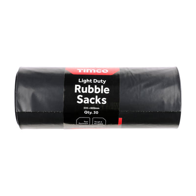 535 x 820mm Rubble Sacks – Light Duty Black Waste Bags – Recycled Polyethylene – Tear Resistant & Reusable Site Cleanup Bags (30 Pack Roll)