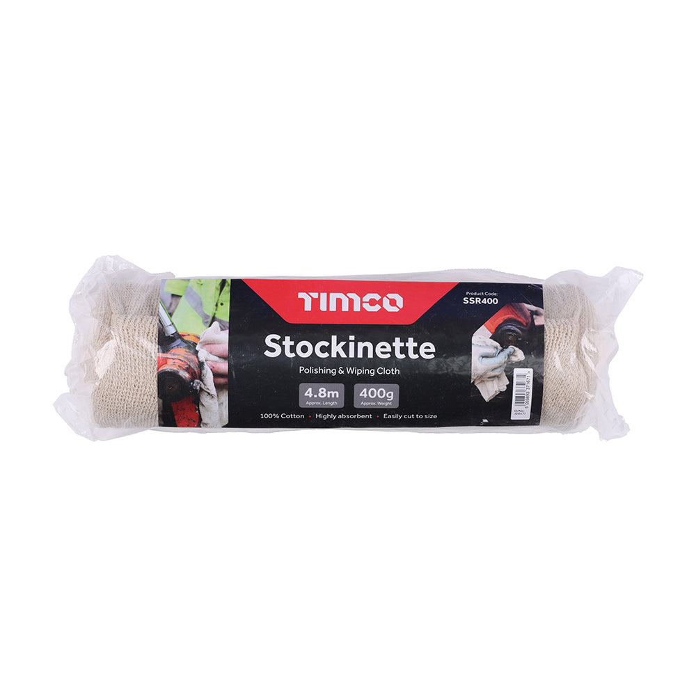 4.8m / 400g - Stockinette Polishing & Wiping Cloth  – 100% Cotton, Highly Absorbent Cleaning Rag for Polishing, Dusting & Wiping (SSR400)