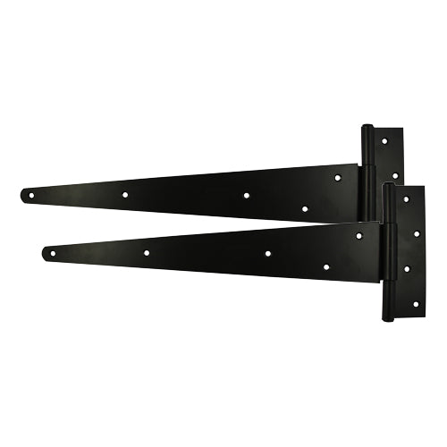 1x Pair of Tee Hinges – Epoxy Black | Gate & Shed Hinges, Carbon Steel, with Screws - Pack of 1