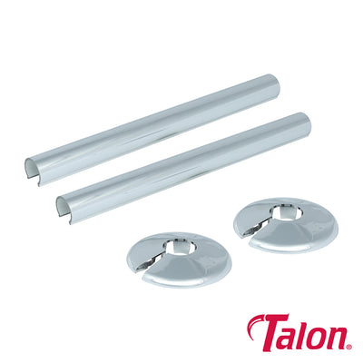 15 x 200mm Snappit Tail Kit – Chrome Pipe Covers & Collars for 15mm Copper Pipes (BOX OF 2)