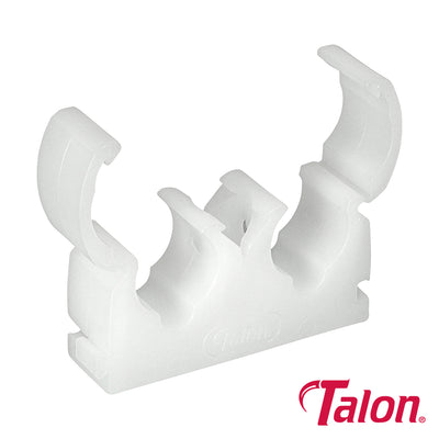 Double Hinged Clip – White Polypropylene Pipe Support for Plumbing & Electrical Conduits (BAG OF 50)