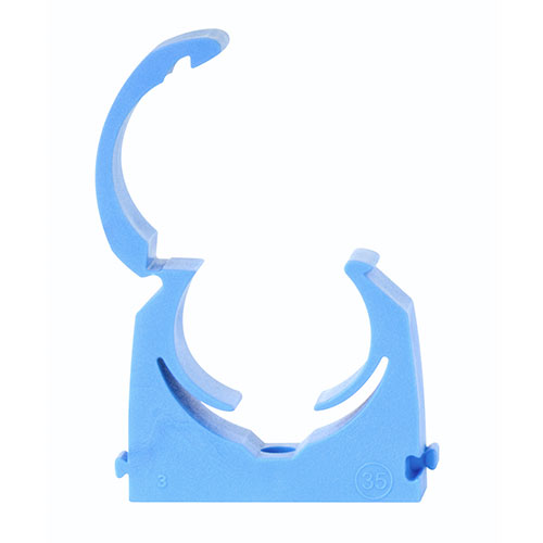 Pack of 10 MDPE Pipe Clips - Hinged Single Clip for Secure Pipe Fixing - Blue