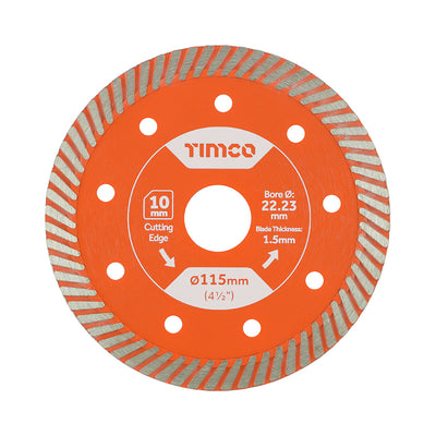 115 x 22.2mm Premium Tile & Ceramic Diamond Blade – Thin Turbo – Pack of 1