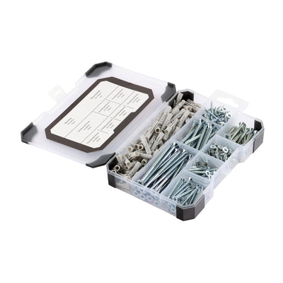 Masonry Drill Bit Mixed Tray - Screws Plug & Drill Bit - Zinc Plated