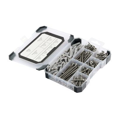 Masonry Drill Bit Mixed Tray - Screws, Plug & Drill Bit - A2 Stainless Steel