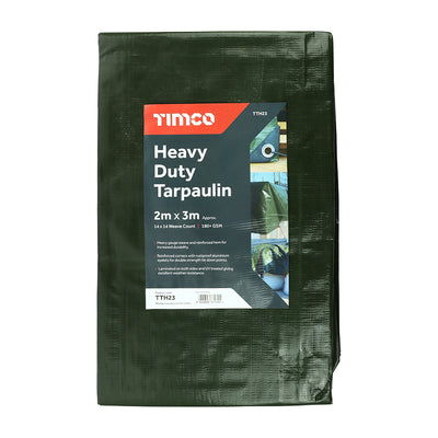 TIMCO Heavy Duty Tarpaulin – Waterproof Green Tarp Cover, UV Resistant, Reinforced Eyelets & Hems, Outdoor Ground Sheet, Camping, Garden & Construction Use