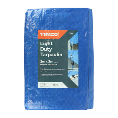 TIMCO Light Duty Tarpaulin – Waterproof, UV Treated, Reinforced Outdoor Ground Sheet, Blue Polyethylene Tarp Cover