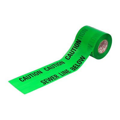 365m x 150mm Underground Sewer Pipe Warning Tape - Green LDPE | Caution Sewer Pipe Below | Non-Detectable Utility Marking Tape for Excavation Safety